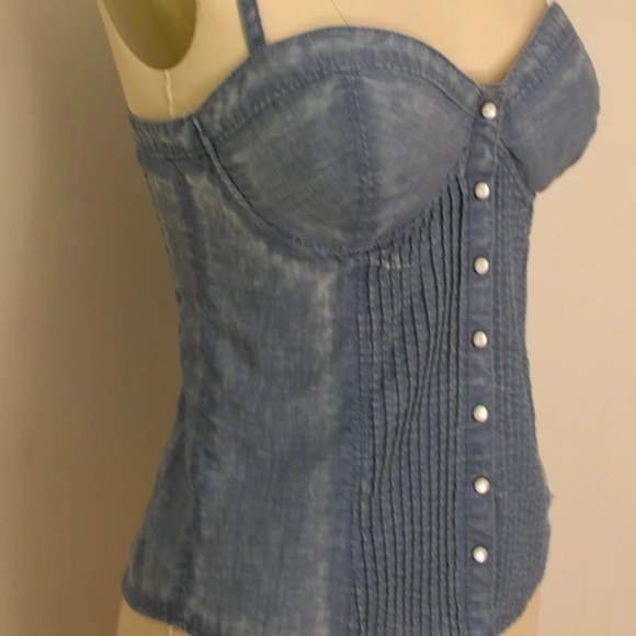 1990’s/Y2K Denim Chambray Guess Bustier - Picture 1 of 4